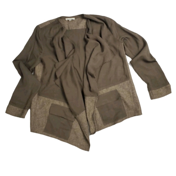 Hem & Thread Brown Herringbone Cardigan w/ Pockets - Picture 1 of 9
